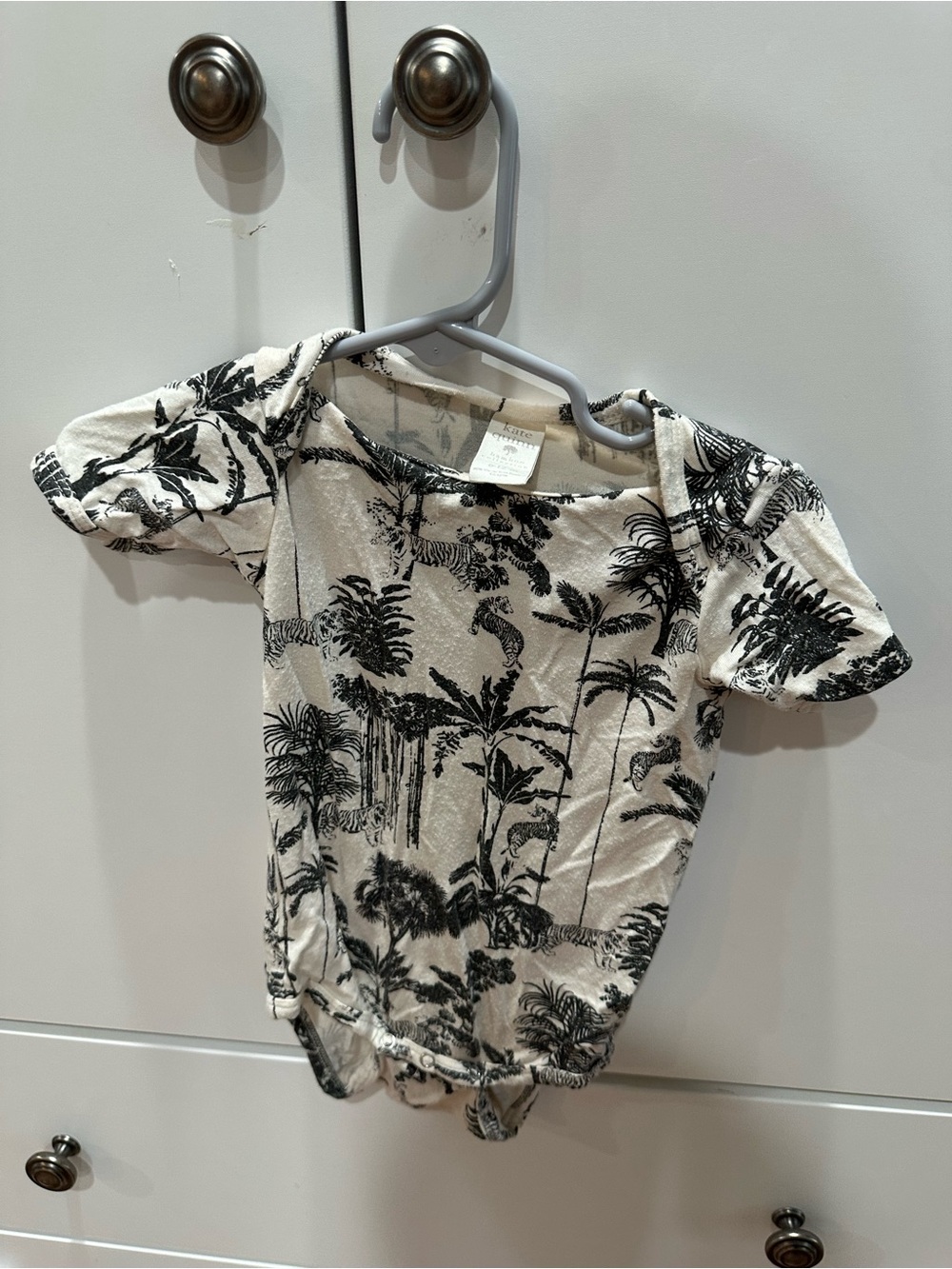 kate quinn Cream and Black Tropical Print Baby One-Piece Bodysuit